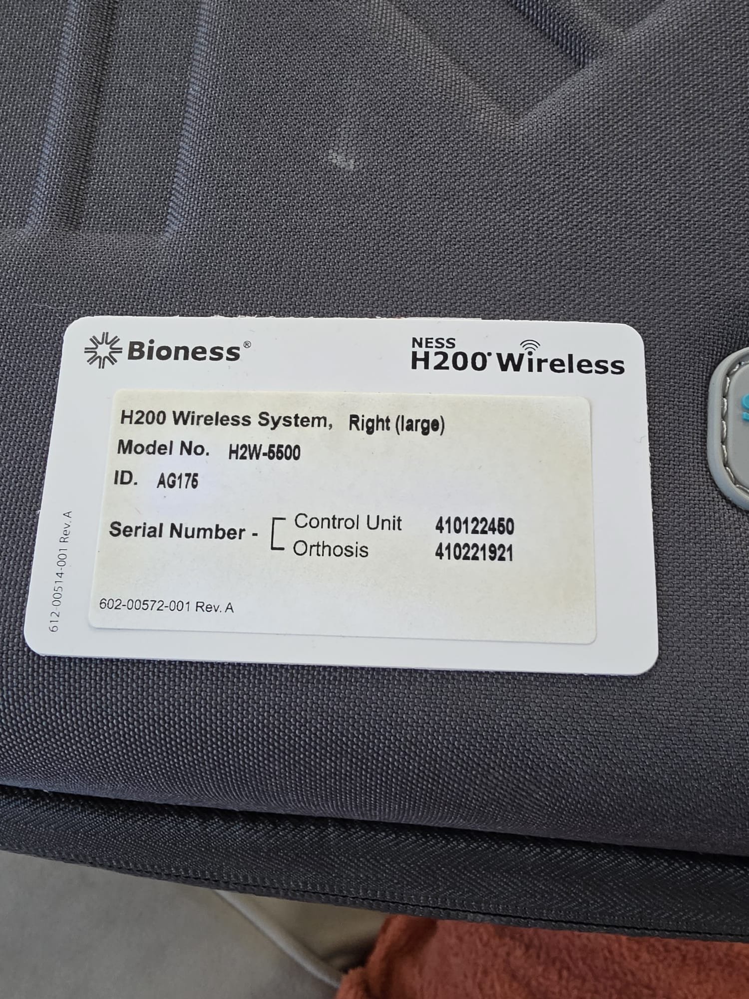 Bioness NESS H200 Wireless Hand Rehabilitation System H2W-5500 Right Large Complete Kit
