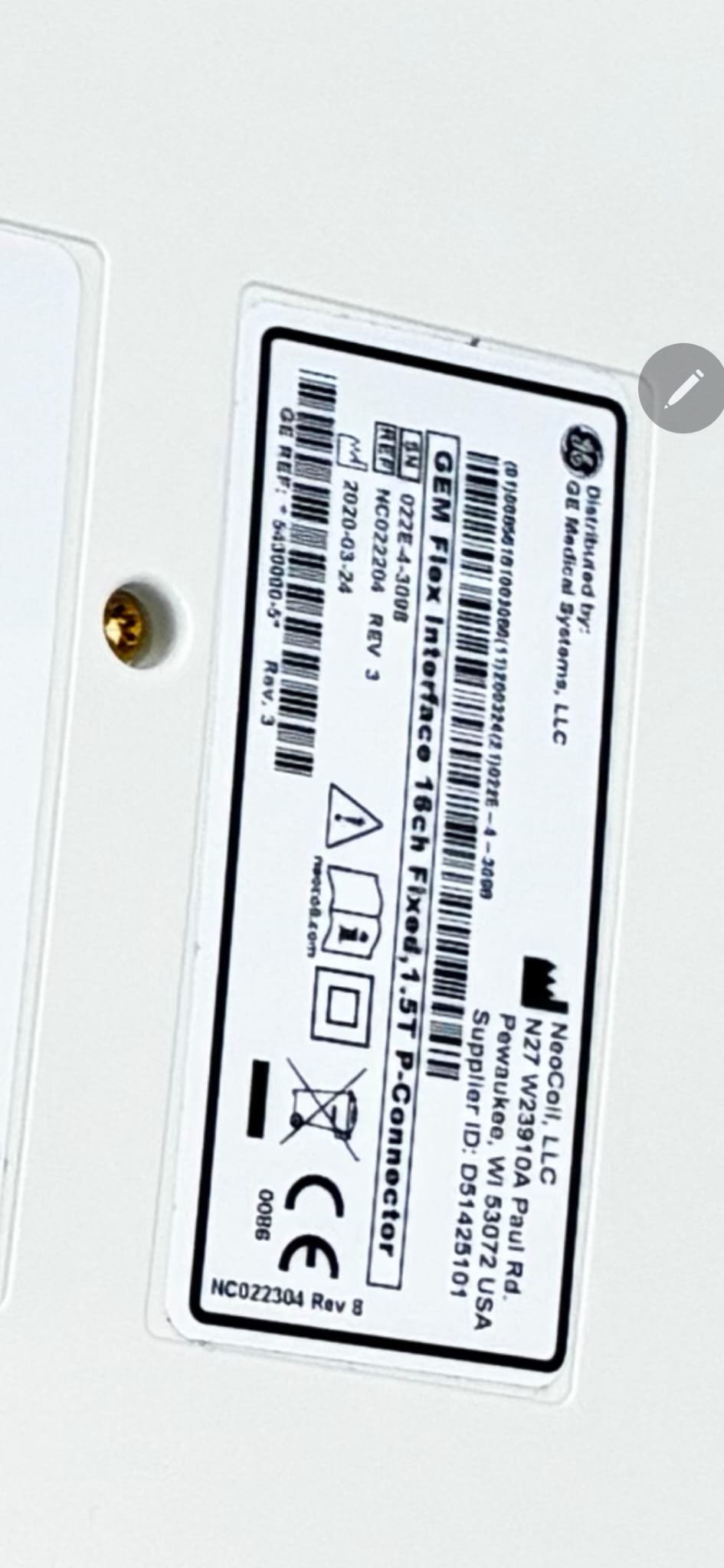 GE NeoCoil GEM Flex Interface 16CH Fixed 1.5T P-Connector NC022304