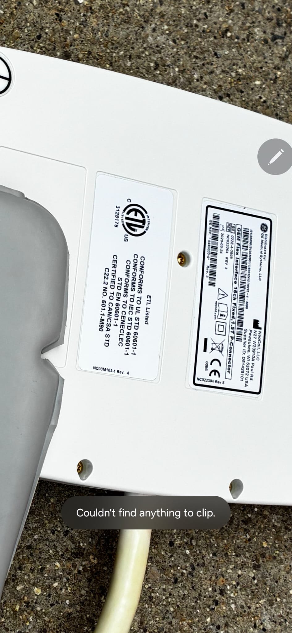 GE NeoCoil GEM Flex Interface 16CH Fixed 1.5T P-Connector NC022304