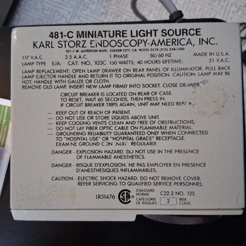 Karl Storz 481C Miniature Light Source 2